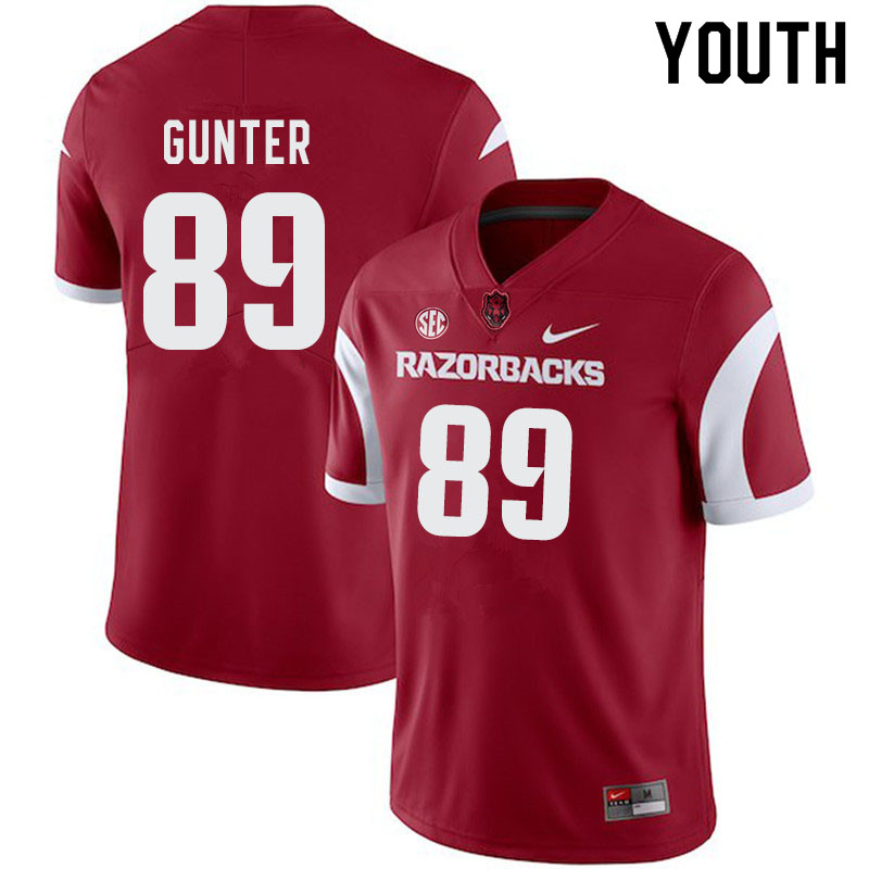 Youth #89 Grayson Gunter Arkansas Razorbacks College Football Jerseys-Cardinal
